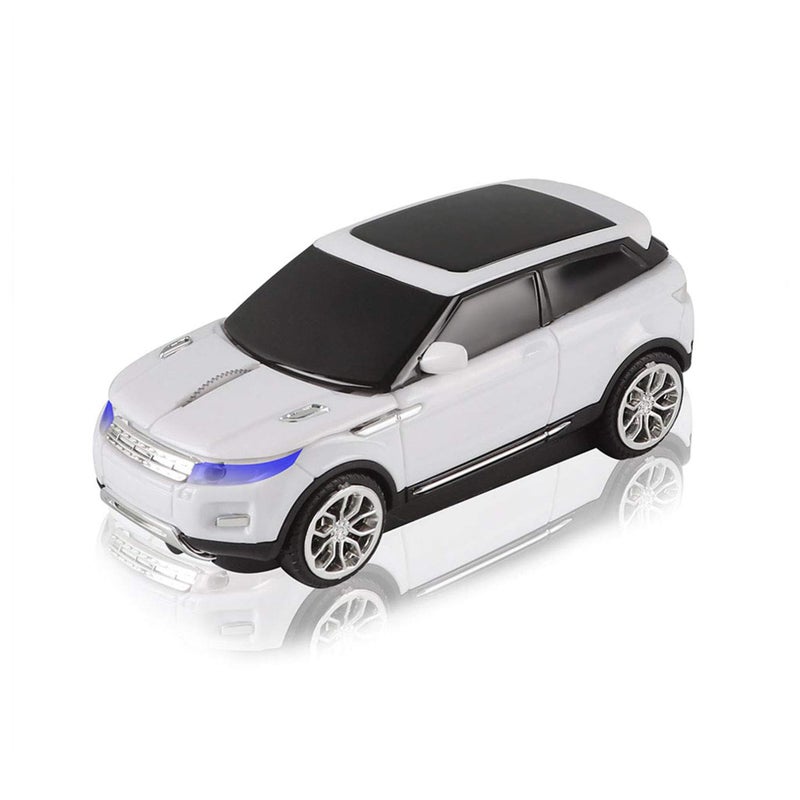 CHUYI Cool SUV Car Shaped Wireless Mouse 1600 DPI Optical Cordless Mice with USB Receiver for Office School Travel for PC Computer Laptop Gift (White-1 Pack) - Image 1